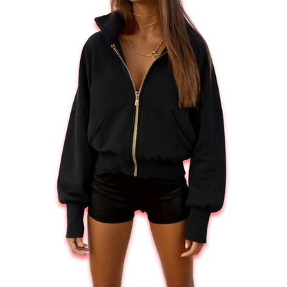 Noir Luxe Zip Hoodie