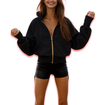 Noir Luxe Zip Hoodie