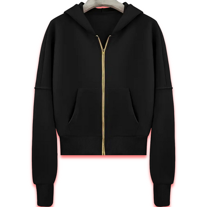 Noir Luxe Zip Hoodie