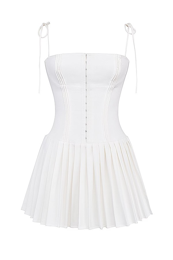 Marcy - White Pleated Dress