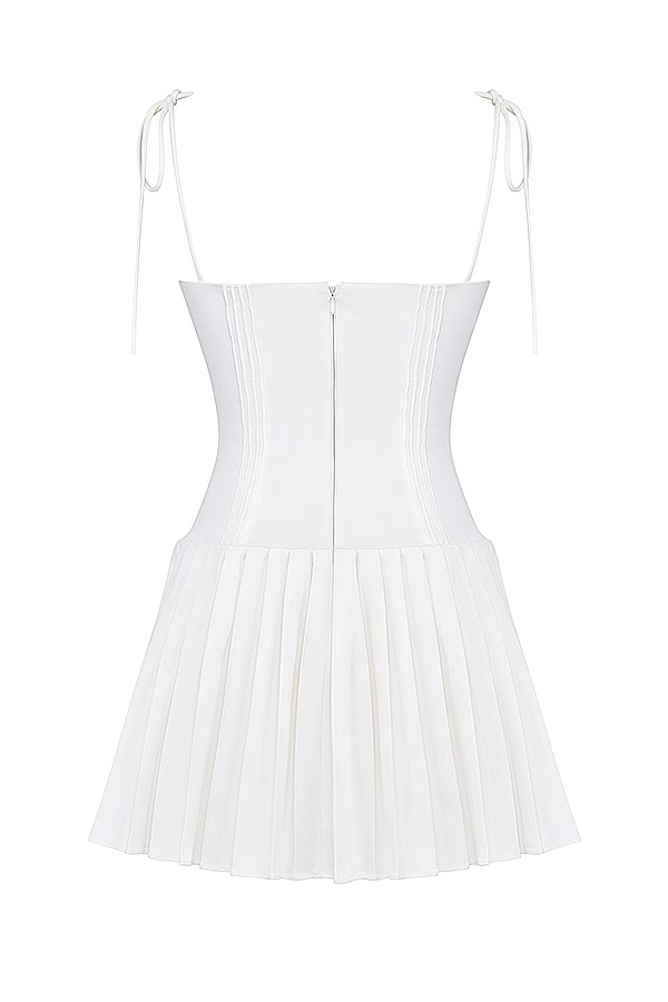 Marcy - White Pleated Dress