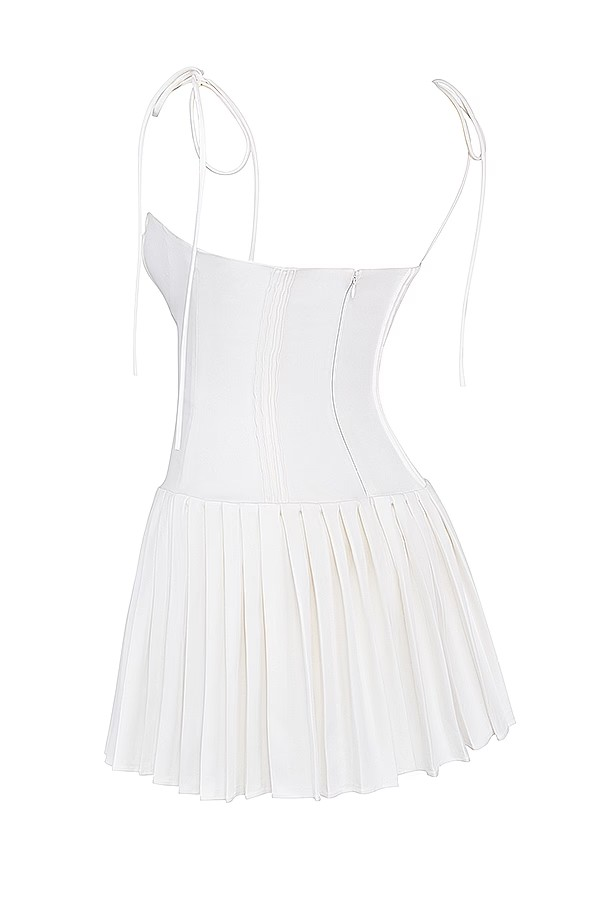 Marcy - White Pleated Dress